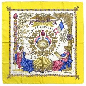Hermès Carré 90 Yellow Silk scarf